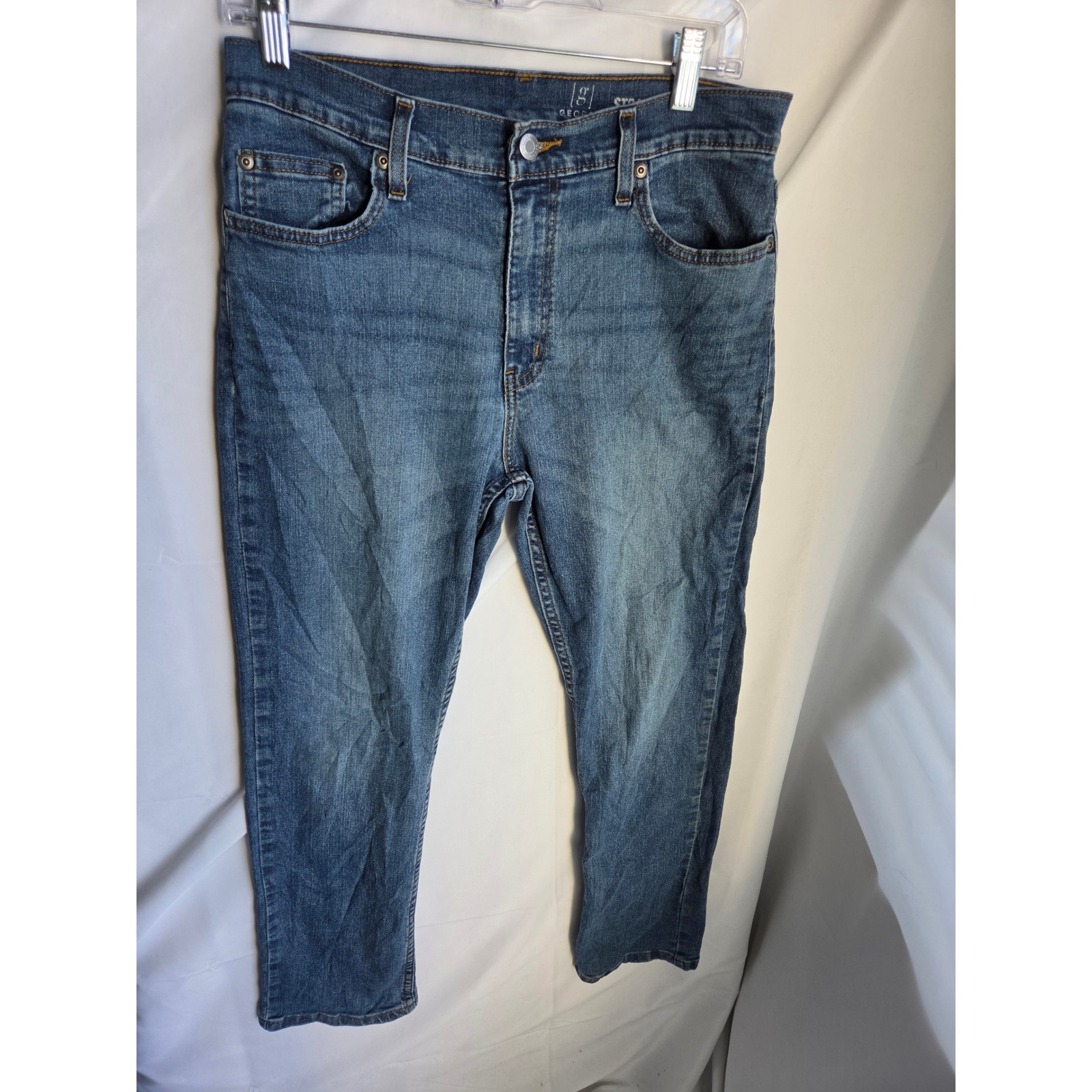 George Straight Jeans Mens Blue Medium Wash Straight Mid Rise Straight